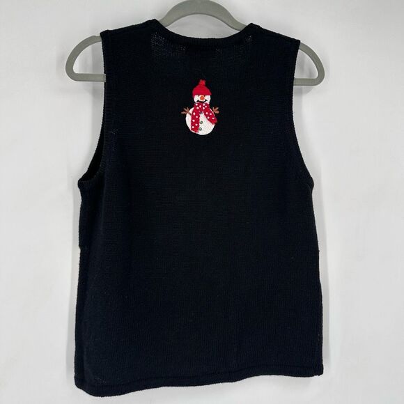 Vintage White Stag Christmas Snowman Snowflake Ugly Sweater Vest Cotton Size S - Picture 6 of 9